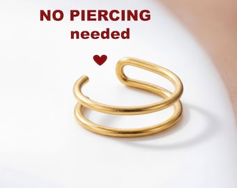 Clip On Nose Ring | No Piercing Needed | Adjustable Faux Nose Hoop | Minimal Gold Look