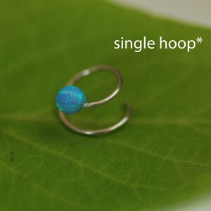 Cartilage Earring, OPAL tiny gold hoop, gold/silver cartilage Hoop Earrings, helix 14K Gold Filled, tiny hoops