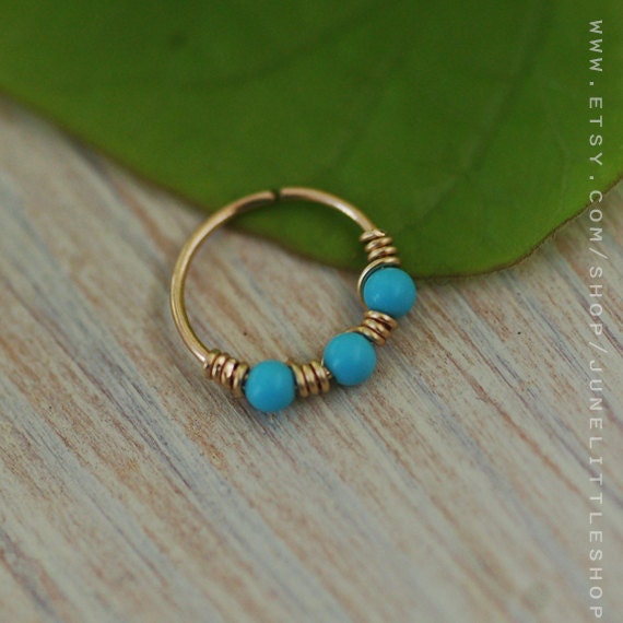 2mm Turquoise NOSE RING turquoise nose hoop tiny nose ring Etsy