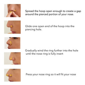 Double Nose Ring for Single Piercing, Gold Nose Ring Hoop, Plain Two ...