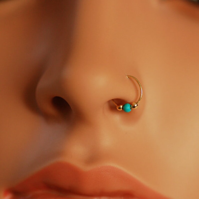 Turquoise Nose Ring Stud Silver 14K Gold Filled Handcrafted Etsy