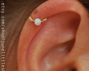 Helix Earring - Septum helix - blue Opal Septum Rings - Ring - Septum Ring - Septum Piercing - Cartilage Hoop opal helix hoop helix piercing