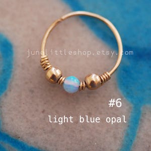 Boucle d'oreille de cartilage opale, hélice d'opale blanche, cerceau de tragus, petit anneau de cartliage d'opale de feu, petit cerceau de nez, très petit anneau de nez en opale dorée