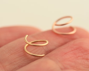 Handmade 14k Gold Filled Double Hoop Earring, Single Piercing