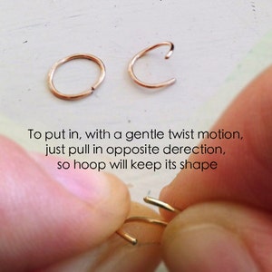 Small gold nose ring, 22 GAUGE, silver nose ring, 14k gold nose ring, gold filledvnose ring, simple small tiny hoop image 2