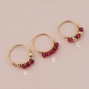 Dainty Dangle Nose Hoop, Shiny Nose Hoop, Thick Nose Earring, Thin Nose Ring, Wire Wrapped Nose Jewelry, 16g Cartilage, 18g Hoop