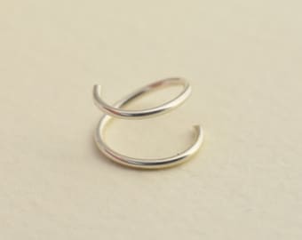 Silver Double Hoop, Gold filled Double Gold Nose Ring,Rose Goldfilled Double Nose Earring Helix, Silver Nose Ring, Double Hoop for Piercing