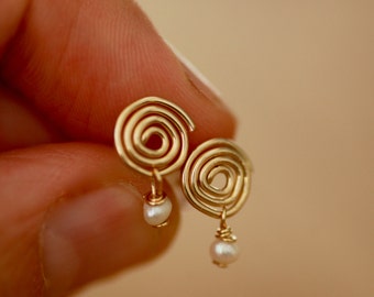 Tiny gold earrings, spiral studs, small silver earrings, tiny post earring, tiny earring, small stud, tiny stud earrings, tiny earrings