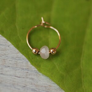 SMALL cartilage ring, Ear hoopCartilage, Helix, Tragus hoop silver piercing, Handcrafted 22 /20/24 gauge hoop, Rose quartz