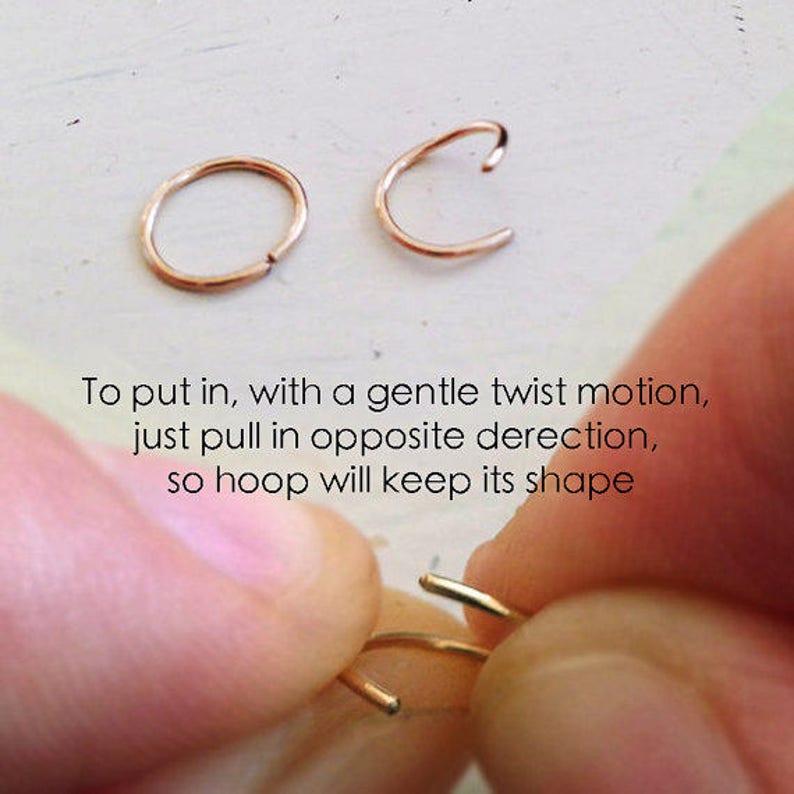 SOLID GOLD nose hoop 16/18/20/22/24 gauge 14k solid gold Etsy
