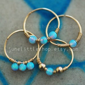 Opal cartilage earring, opal nose ring,silver opal cartilage piercing,helix piercing jewelry,opal piercing, opal nose hoop, opal tragus