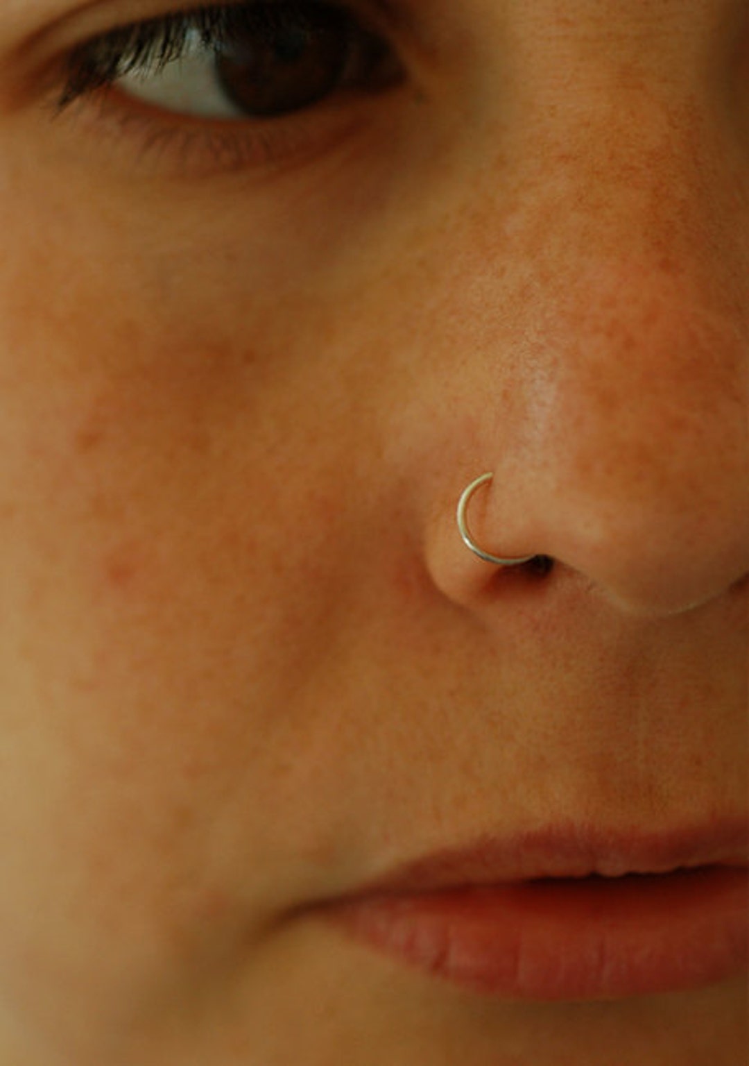 14K Gold Filled Nose Ring, Thin 24 Gauge Nose Hoop, Silver Nose Ring