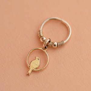 Cartilage Hoop Earring, Dangle Hoop Earring, Wire Wrapped Hoop Earring