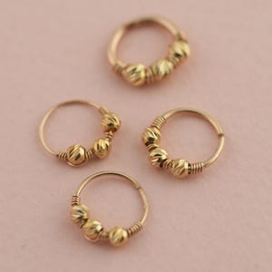 Dainty Dangle Nose Hoop, Shiny Nose Hoop, Thick Nose Earring, Thin Nose Ring, Wire Wrapped Nose Jewelry, 16g Cartilage, 18g Hoop
