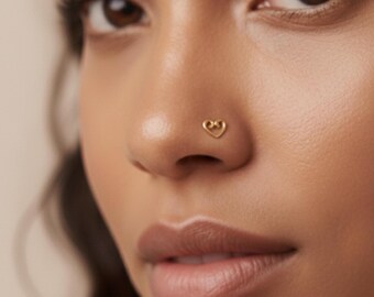 Tiny Heart Shaped Nose Screw, Sterling Silver Nostril Stud, Minimalist Cartilage Jewelry