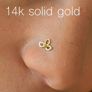 Nose Stud - 14k Gold Nose Ring - Nose Piercing - Nose  Earring - Cartilage Earring - Nose Jewelry - Nose Stud Ring Flower Gold Stud Earring