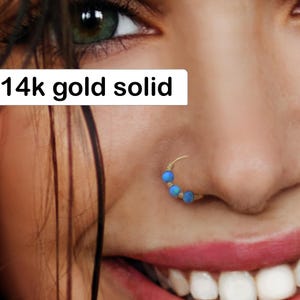 Gold Nose Hoop, Indian Earring, Small Piercing, Tiny Gold Nose Ring, Cartilage Piercing, Tragus Earring, Helix Earring, White Opal Hoop