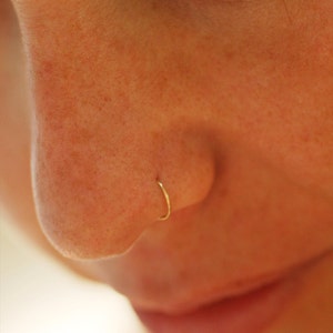 Small gold nose ring, 22 GAUGE, silver nose ring, 14k gold nose ring, gold filledvnose ring, simple small tiny hoop image 1