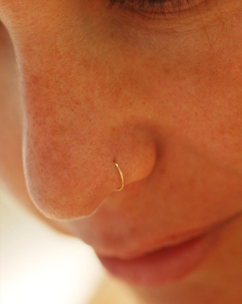 Small gold nose ring, 22 GAUGE, silver nose ring, 14k gold nose ring, gold filledvnose ring, simple small tiny hoop image 1