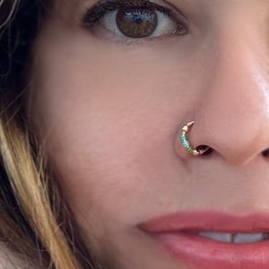 Beaded Nose Ring, Beads Piercing, Beaded Nose Ring, Goldfilled Nose Ring, 14k Solid Gold Nose Hoop, Thin Helix, 24 gauge Hoop, Each Handmade