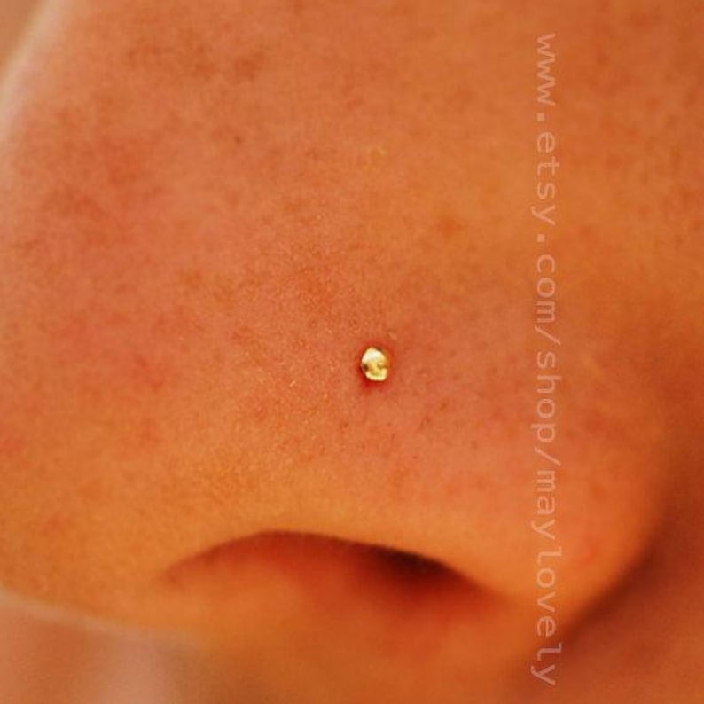 Nose Stud Gold Tiny Nose Stud Lightweight Nose Earring Gold Etsy