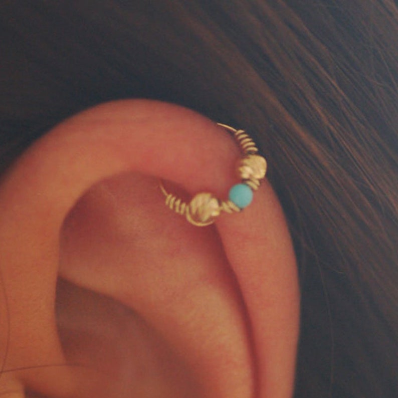 Turquoise nose ring hoop Clearance
