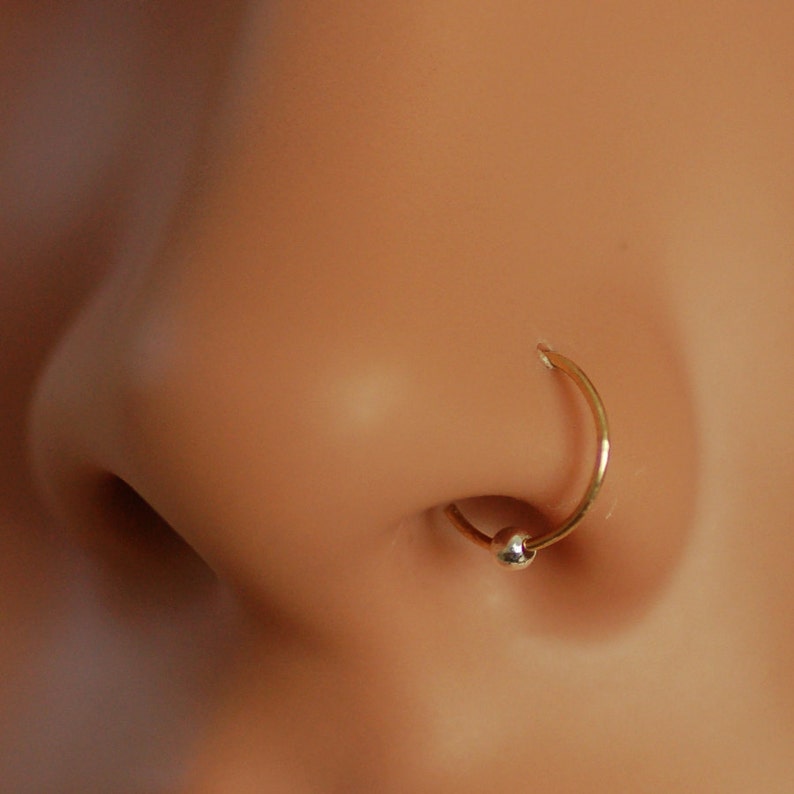 Silver Nose Hoop Earring Tiny Ball Nose Ring Tiny Nose Hoop Etsy