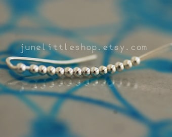 Sterling Silver Ear Climber, Beaded Ear Cuff