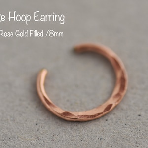 NO PIERCING REQUIRED, 14k Rose Gold Filled Fake Septum Ring, Faux Jewelry, Hammered Fake Nose Hoop, Faux Earring, Fake Nose Ring