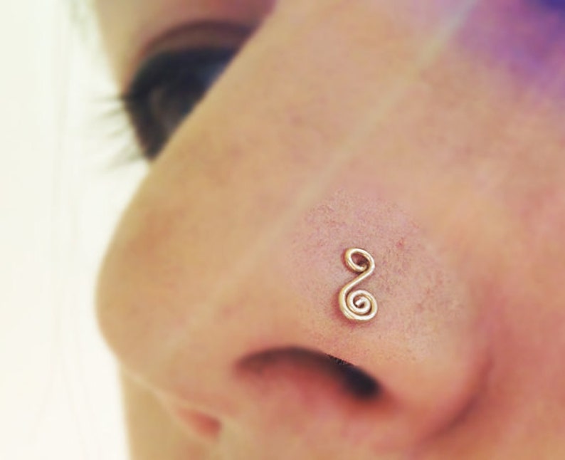 Tragus Nose Earring Nose Stud Piercing 14k Gold Heart Etsy