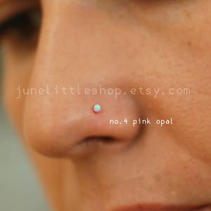 Tiny opal nose stud,Gold Nose Stud,nose stud gold,small nose stud,22g nose stud,thin nose stud,gold nose stud,nose stud green opal,nose stud image 7