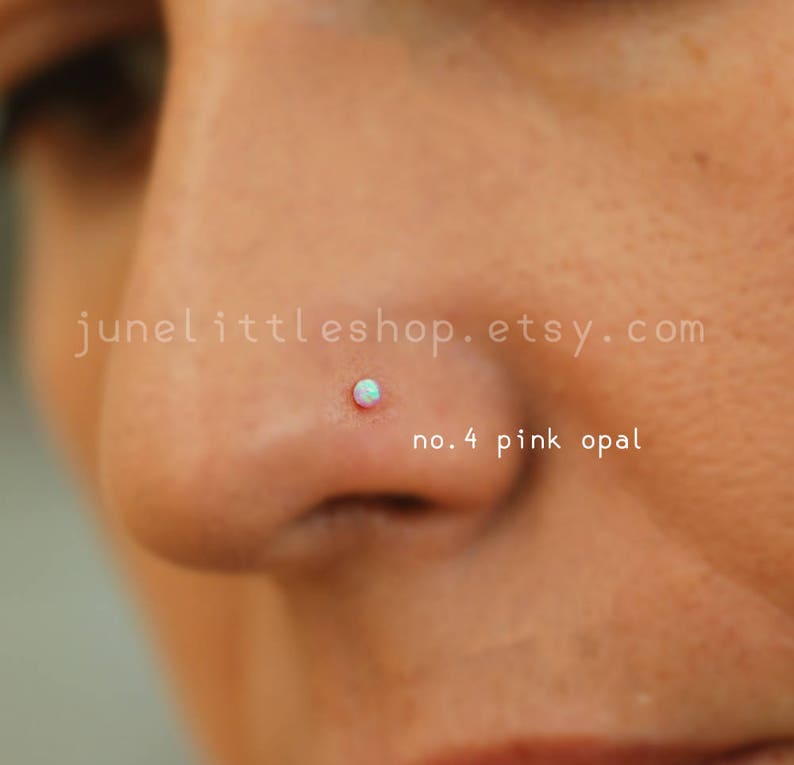 Tiny opal nose stud,Gold Nose Stud,nose stud gold,small nose stud,22g nose stud,thin nose stud,gold nose stud,nose stud green opal,nose stud image 7