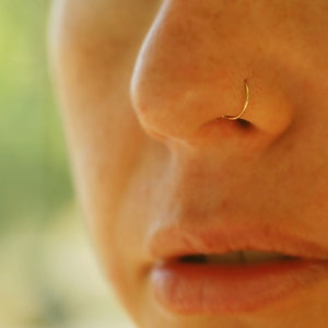 Extra Small 14K gold filled Nose Ring, Hoop Earring 22 Gauge Cartilage, Endless, seamless, catch less, tragus hoop, helix