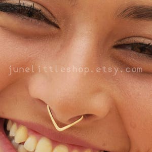 Non Pierced Septum Ring,Triangle septum,Indian Nose Ring,Primitive Nostril Fake Ring,Hindu Nose Ring, faux jewelry, fake jewelry