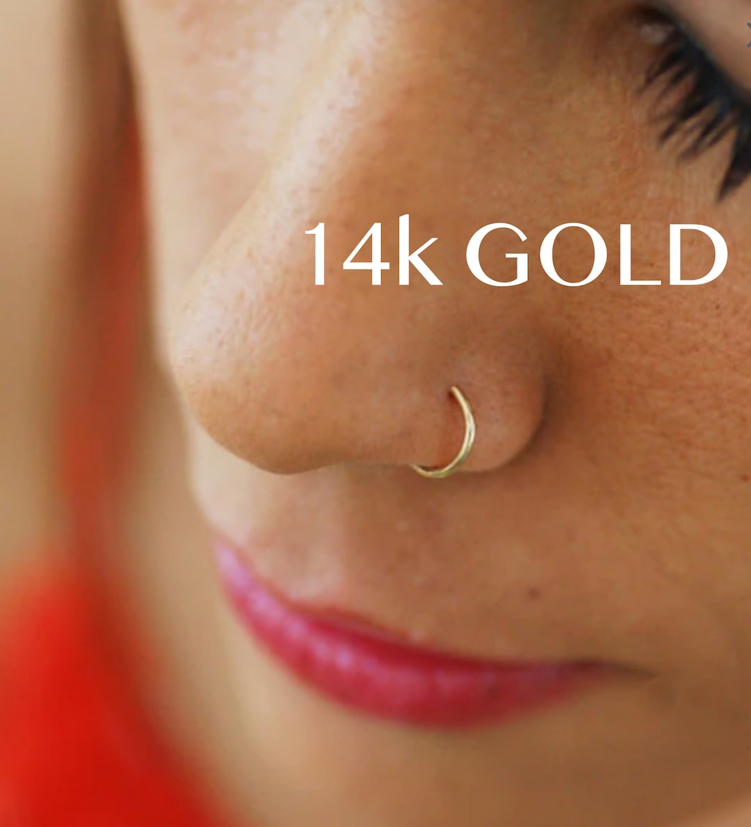 Snug Nose Ring 14k Gold Nose Piercing 24g 16g Helix Piercing Tragus