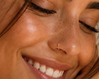 14K Gold Filled Seamless Nose Ring, Helix Tragus Hoop, 20 gauge Nose Earring, Tiny Thin 24 gauge Nose Jewelry