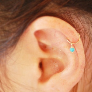 Tiny hoop, Cartliage earring, tragus helix piercing, cartilage ring, turquoise tragus earring