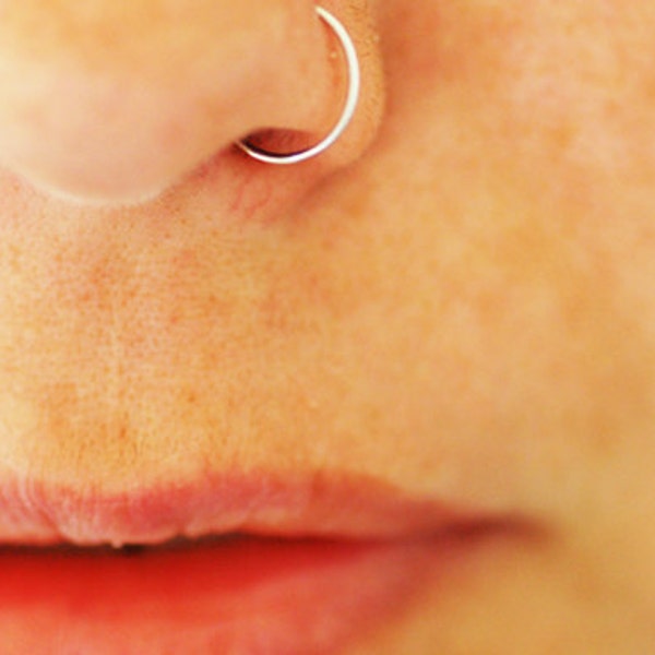 Small Nose Ring, Thin nose ring, silver hoop, small gold hoops, nose jewelry, body piercing, hoop earring