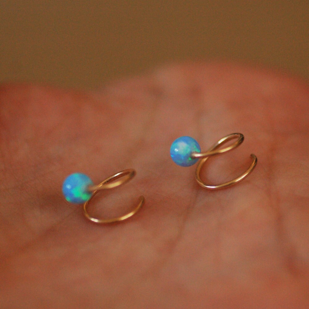 Gold Opal Hoops Earrings gold Hoops Earrings Bridal Jewelry Etsy