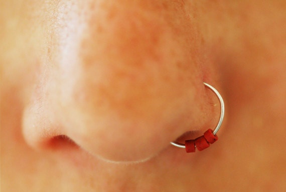 Coral Nose Ring Nose Hoop Thin Nose Ring Gold Nose Ring Silver