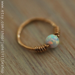 Opal nose hoop, pink/blue/ white opal hoop, nose ring hoop, cartilage jewelry, tiny opal hoop, helix ring earring, nose ring, opal hoop