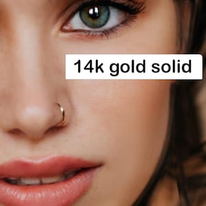 SOLID Gold Nose Hoop, 24/22/20/18/16 gauge REAL GOLD Nose Hoops, 14k Cartilage Ring, 6/7/8/9/10 hoop diameter, Small gold hoop Piercing