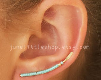 ear climber, earclimbers,Turquoise ear climber earrings, gold ear climber earrings, ear jackets, earclimbers gold, Ear crawler