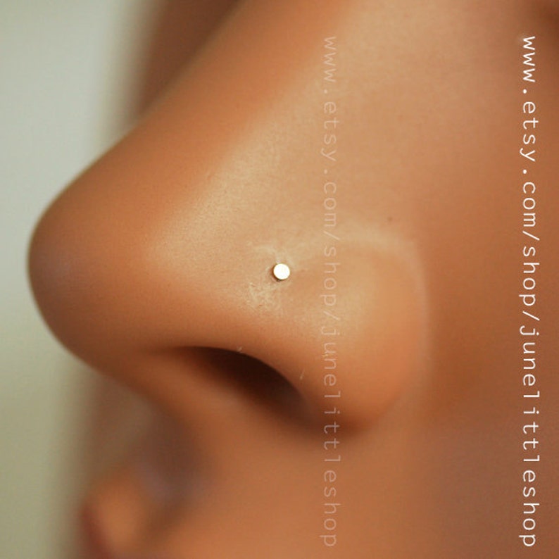 Tiny Nose Stud, 14k gold filled nose stud, Dome head 24 gauge nose stud, DOME head minimalist nose stud, barely there stud, dot nose stud image 1