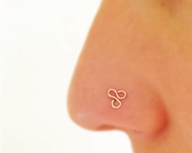 Nose earring, silver nose stud, gold nose earring' 14k gold, tiny nose stud, small nose ring, silver nose ring, sterling silver handcrafted image 2