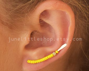 ear climber gold, Ear Climber Earrings - Long Ear Climber - Silver Ear Climber - Ear Crawler - Bar Earrings - Silver Bar Earrings