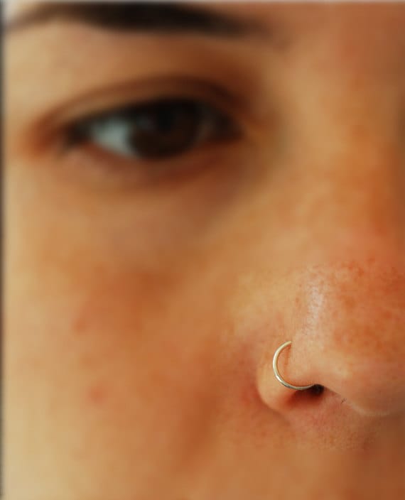 Amazon.com: Small Gold Nose Ring Hoop for Women, Tiny Thin 14k Gold Filled Nose  Piercing Hoop Jewelry 7mm 22G : Handmade Products