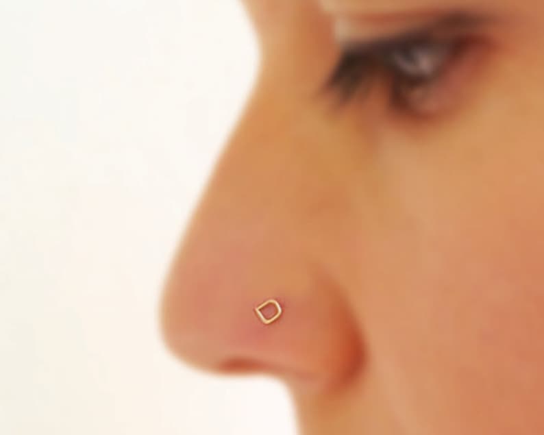 Gold Square Stud Nose Stud Sterling Silver Handcrafted Tiny Etsy