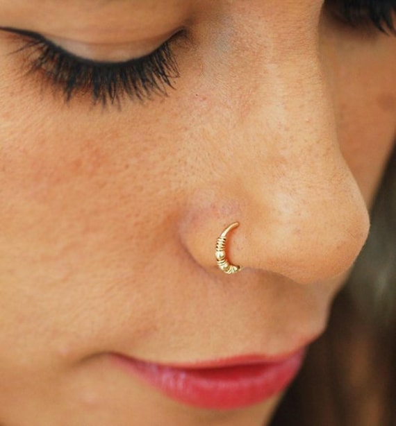 indian nose stud gold plated nose ring corkscrew piercing ring twisted wire  6914 – Karizma Jewels