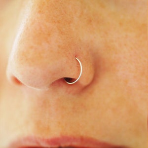 Small gold nose ring, 22 GAUGE, silver nose ring, 14k gold nose ring, gold filledvnose ring, simple small tiny hoop image 5